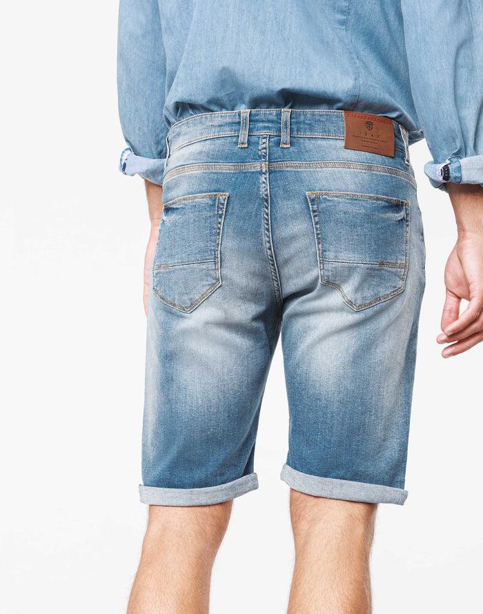 Izac Bermuda Slim En Jean Délavé