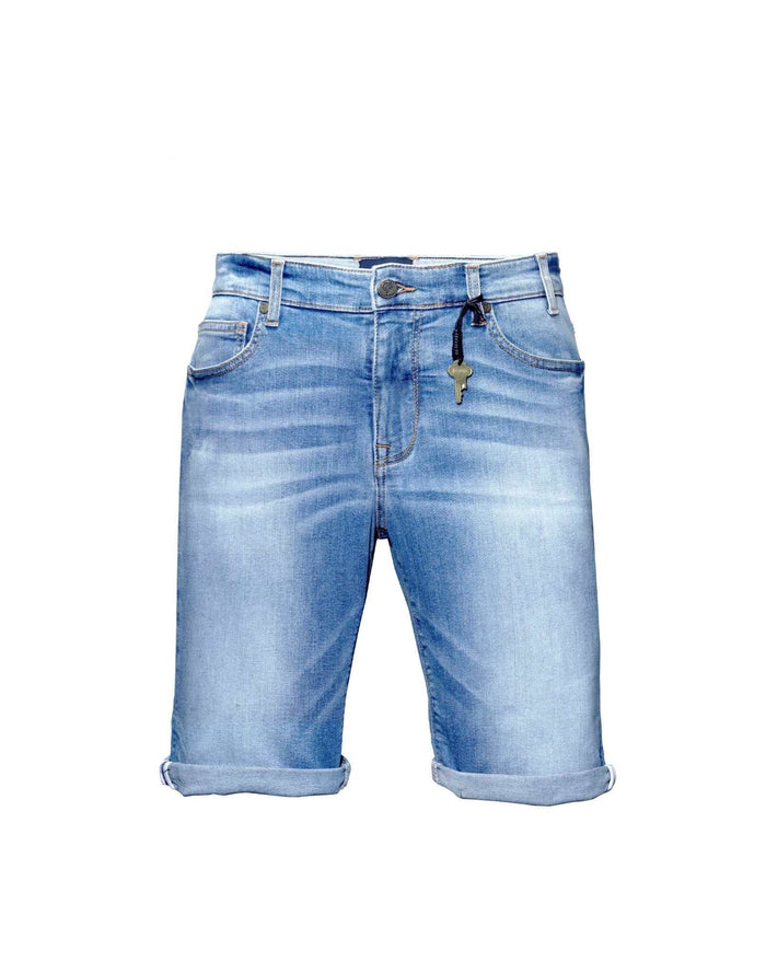 Izac Bermuda Slim En Jean Délavé