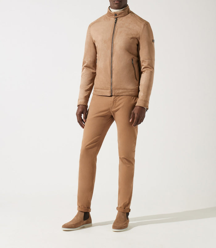 Izac Blouson Col Officier En Suède Beige MALWEN