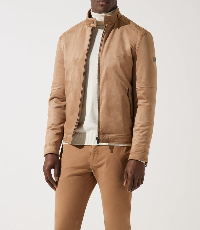 izac Blouson col officier en suède beige MALWEN