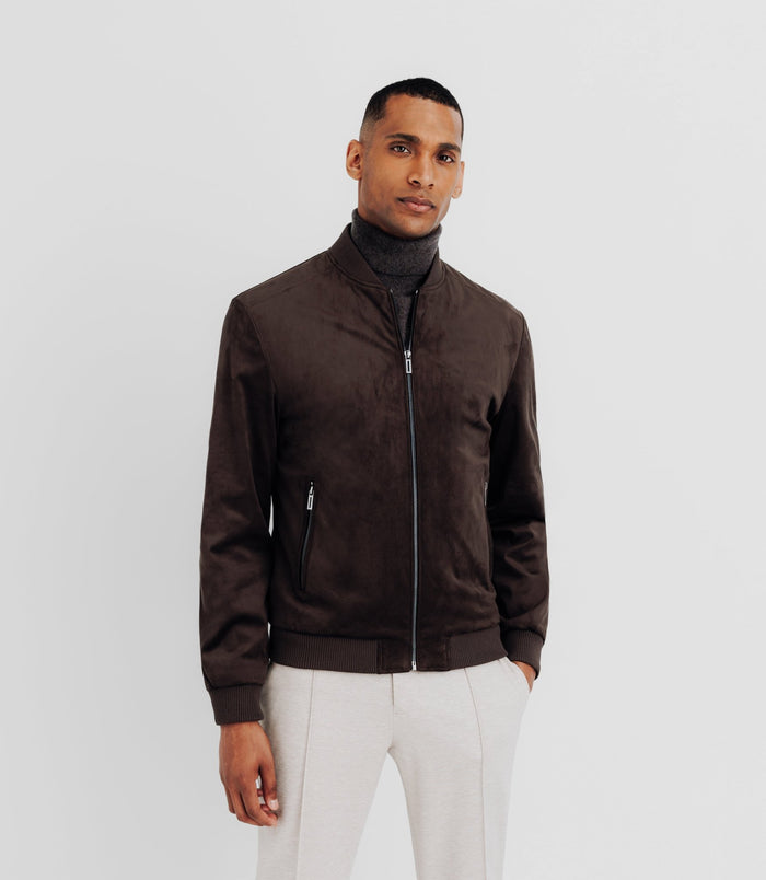 Izac Blouson Col Teddy Marron