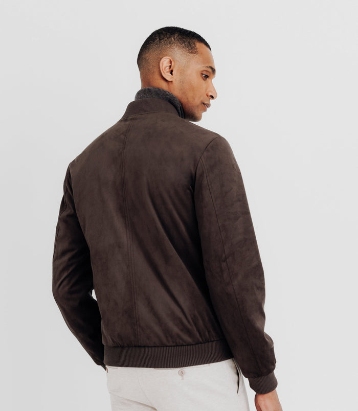 Izac Blouson Col Teddy Marron