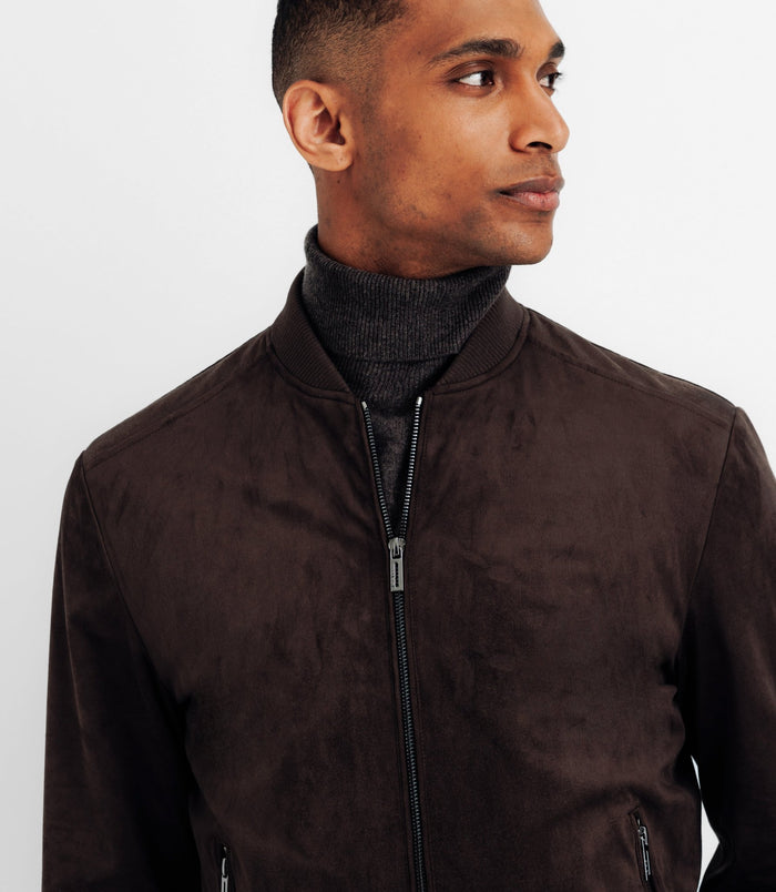 Izac Blouson Col Teddy Marron