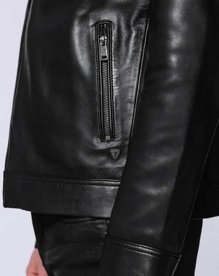 Izac BLOUSON CUIR COL FOURRURE