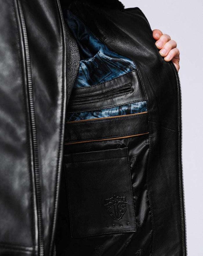 Izac BLOUSON CUIR COL FOURRURE