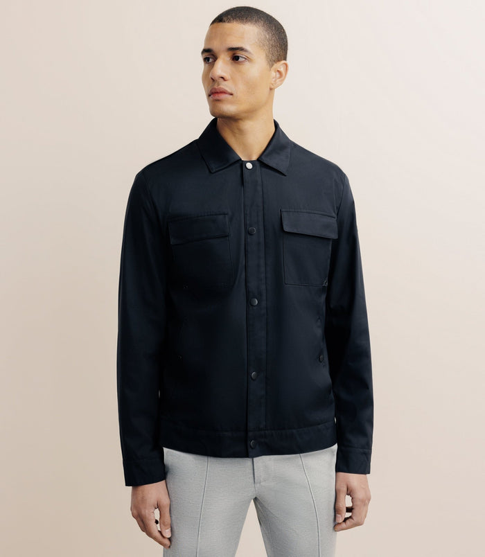 Izac Blouson Déperlant Col Chemise Marine