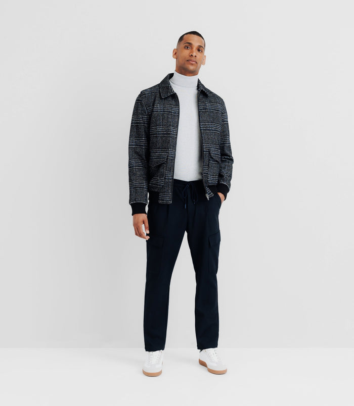 izac Blouson en laine col chemise marine