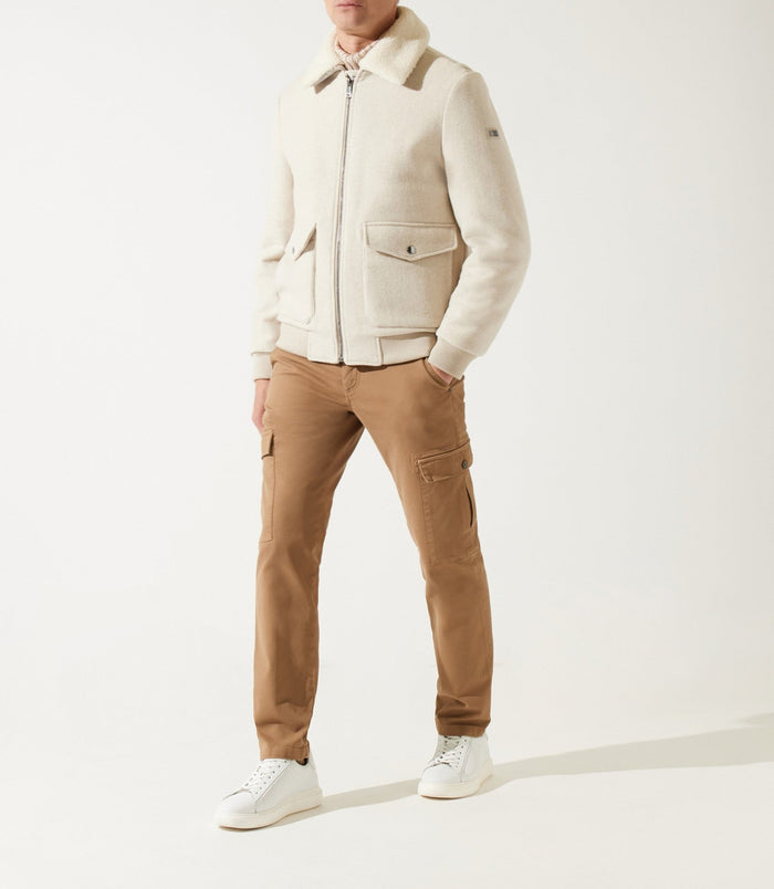 Izac Blouson En Laine Col Sherpa Mastic MATHIAS