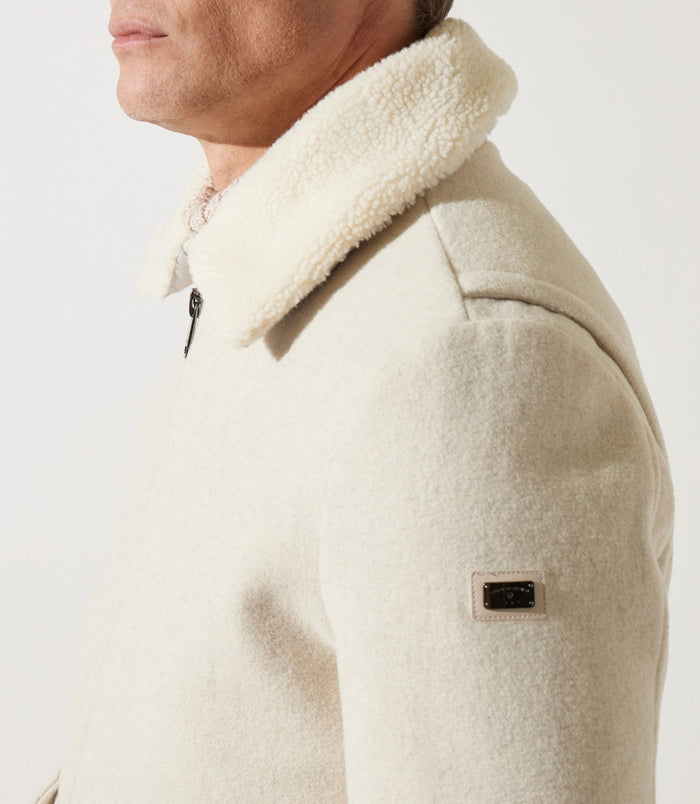 Izac Blouson En Laine Col Sherpa Mastic MATHIAS