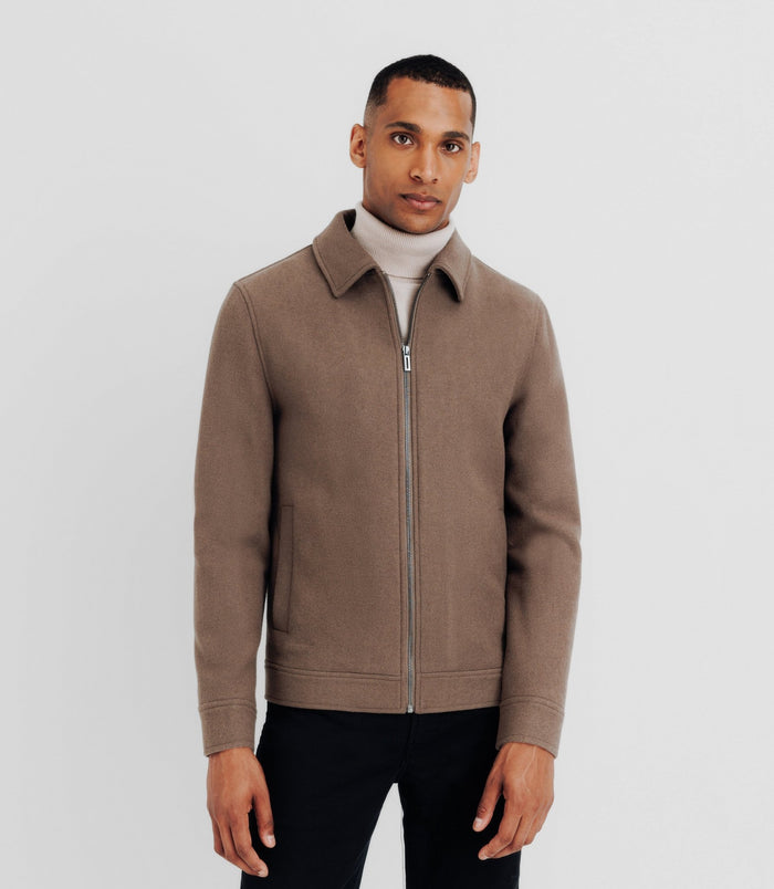 Izac Blouson En Laine Taupe