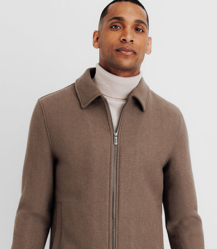 Izac Blouson En Laine Taupe
