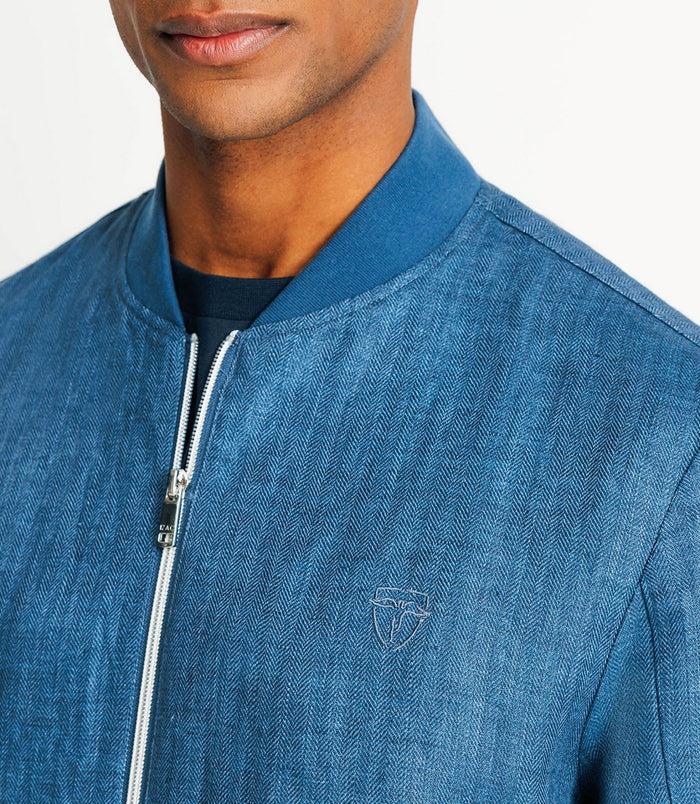 Izac Blouson En Lin Indigo