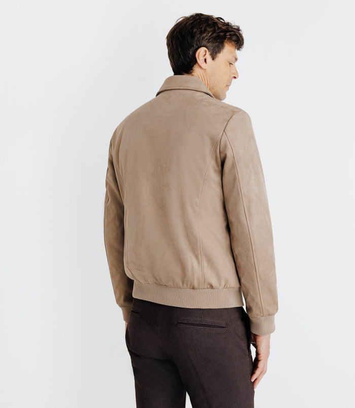 Izac Blouson En Suède Taupe