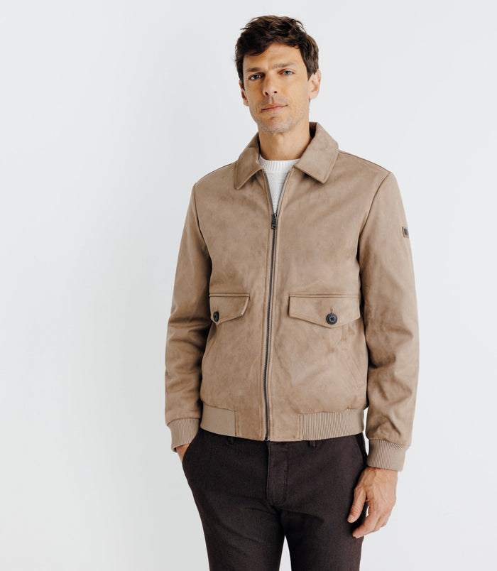 izac Blouson en suède taupe