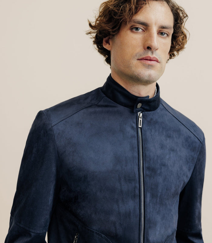 Izac Blouson En Suédine Marine