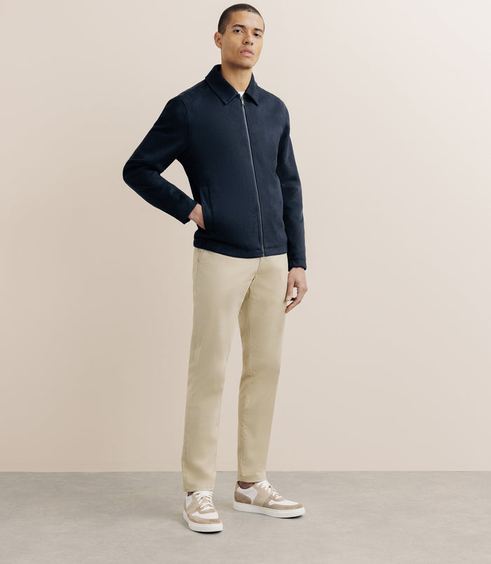 Izac Blouson En Suédine Marine