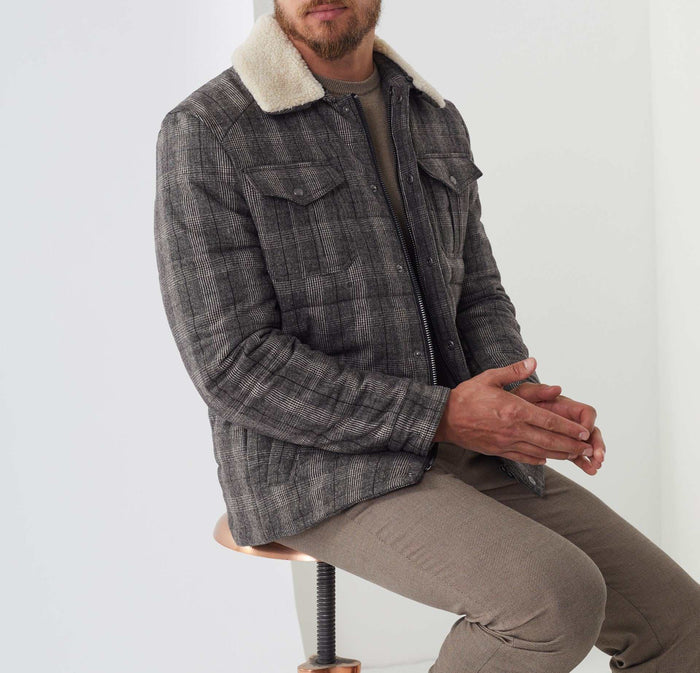 Izac Blouson Matelassé à Carreaux Gris "Faustin"