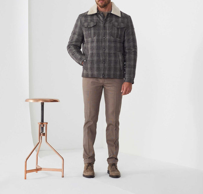 izac Blouson matelassé à carreaux gris "Faustin"
