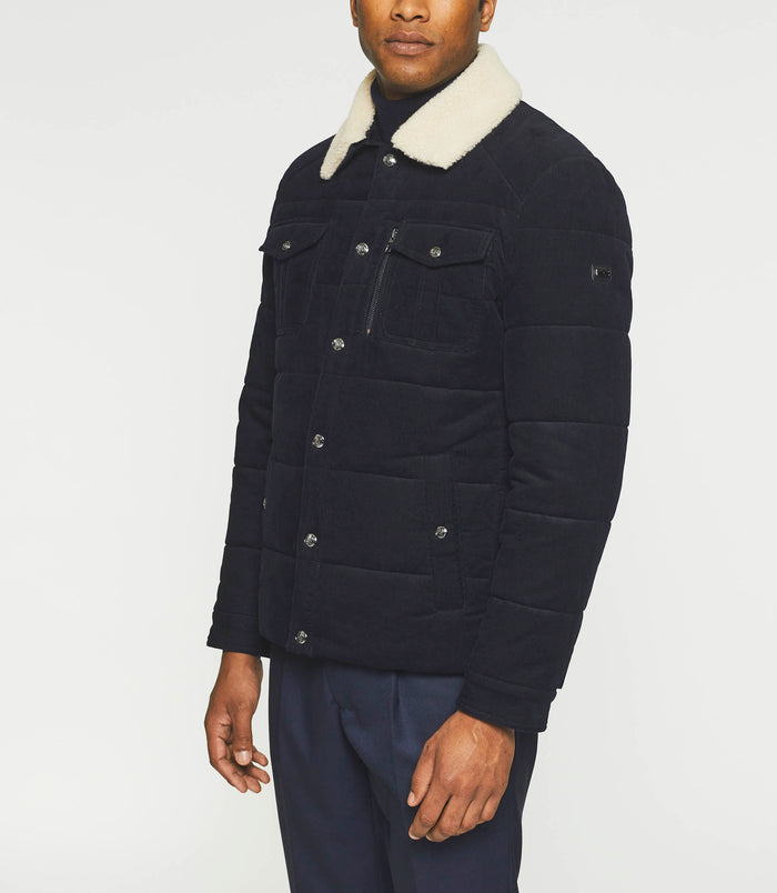 Izac Blouson Matelassé En Velours Marine MANI