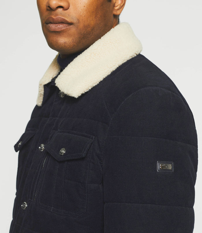 Izac Blouson Matelassé En Velours Marine MANI