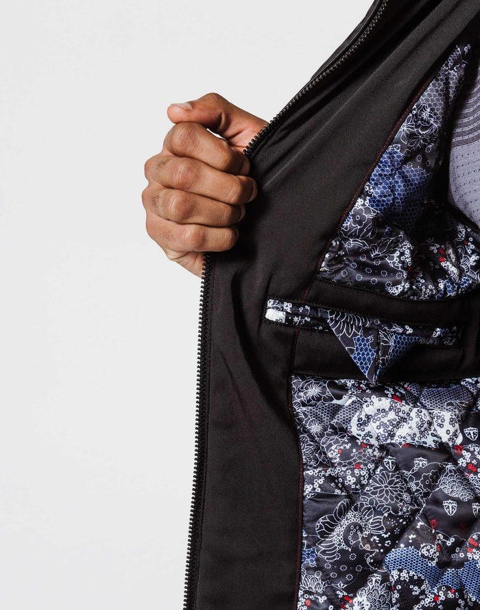 Izac Blouson Noir Bi-Matière