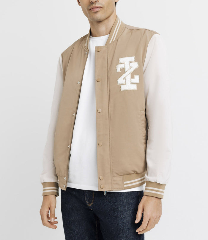 Izac Blouson Teddy Bicolore Beige Et Blanc