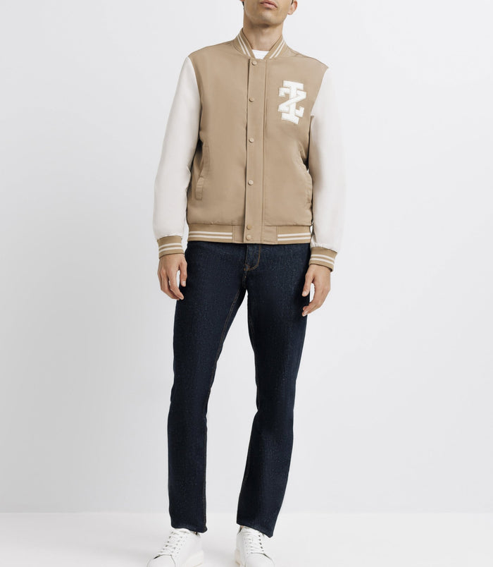 izac Blouson teddy bicolore beige et blanc
