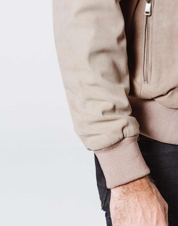 Izac Blouson Teddy En Cuir Beige