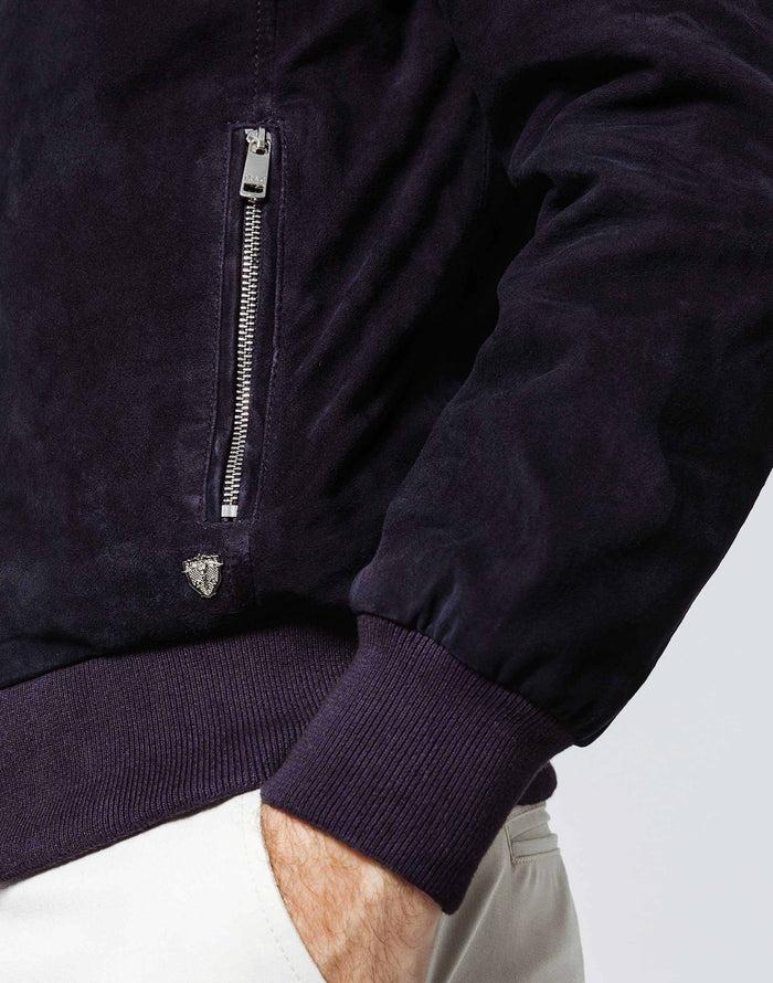 Izac Blouson Teddy En Cuir Marine "Alan 1"