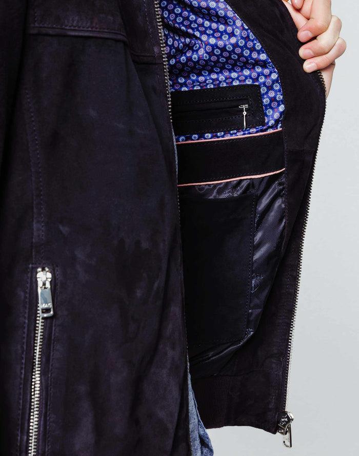 Izac Blouson Teddy En Cuir Marine "Alan 1"