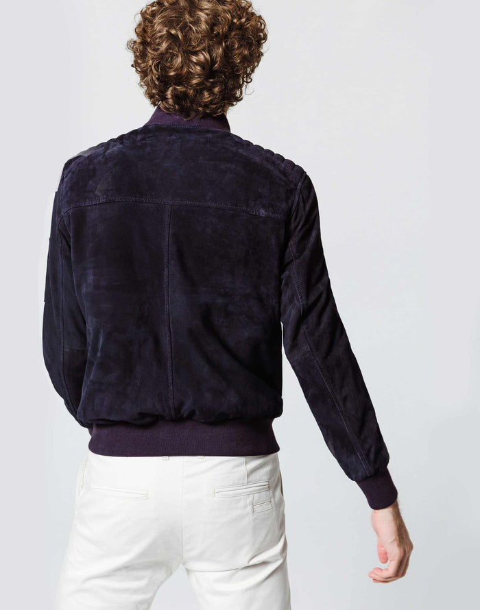 izac Blouson teddy en cuir marine "Alan 1"