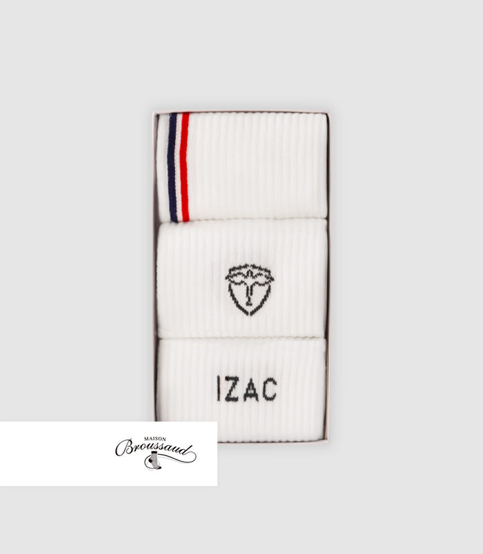 izac Boite de chaussettes avec logo blanc
