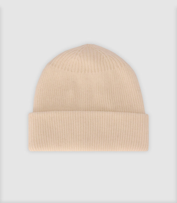 izac Bonnet en maille avec revers écru