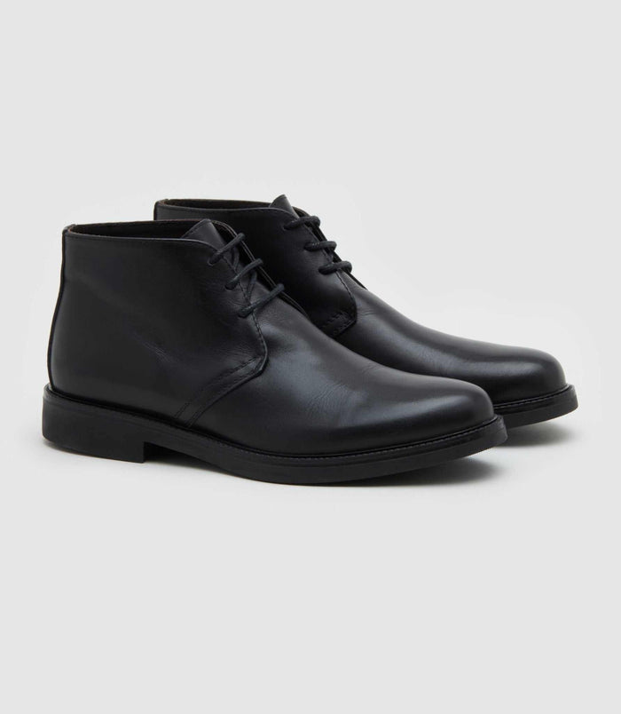 Izac Bottines à Lacets En Cuir Noir "Pacome"
