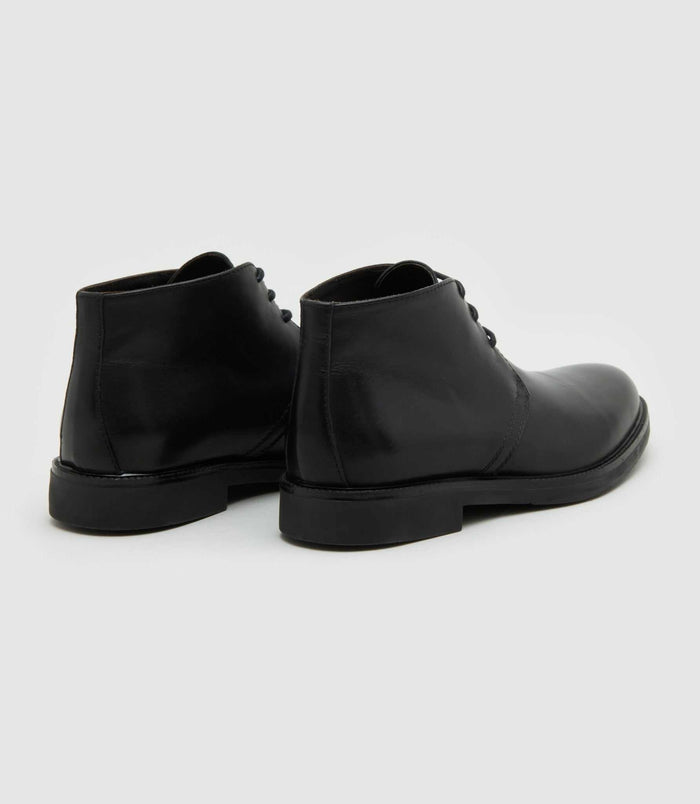 Izac Bottines à Lacets En Cuir Noir "Pacome"