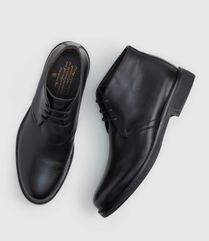 Izac Bottines à Lacets En Cuir Noir "Pacome"