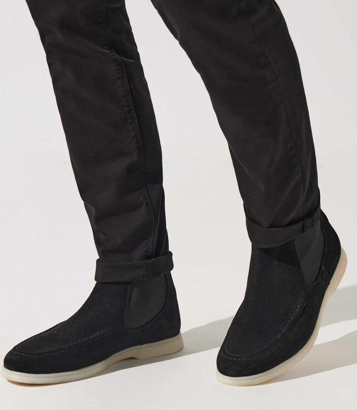 izac Bottines élastiques en suede noir OMAHA