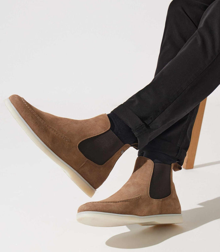 Izac Bottines élastiques En Suede Taupe OMAHA