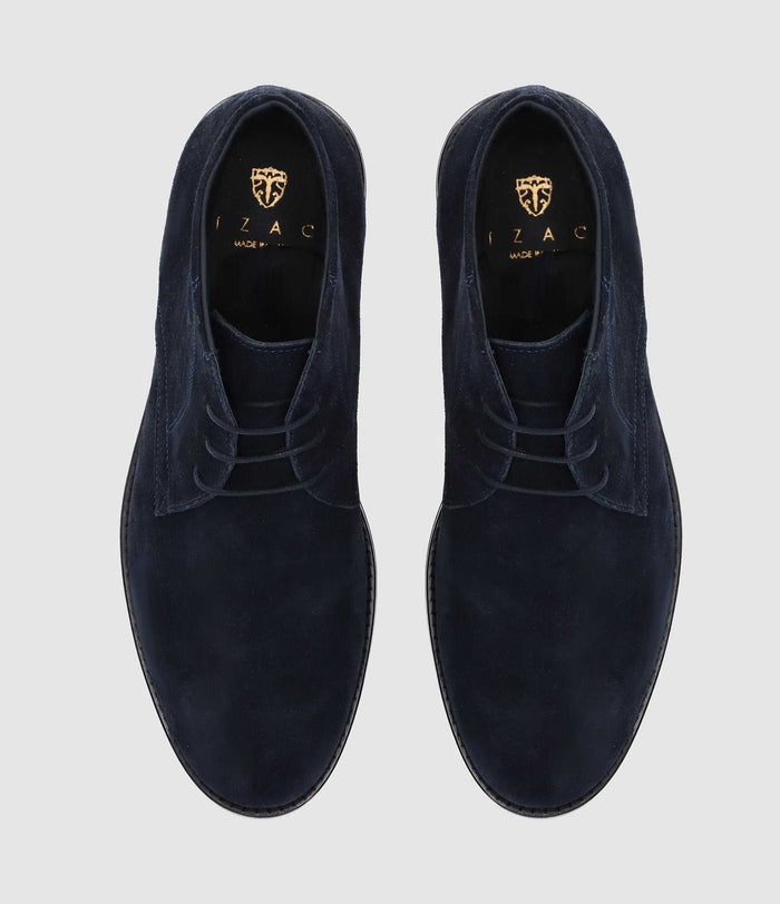 Izac Bottines Suède à Lacets Marine ODESSA