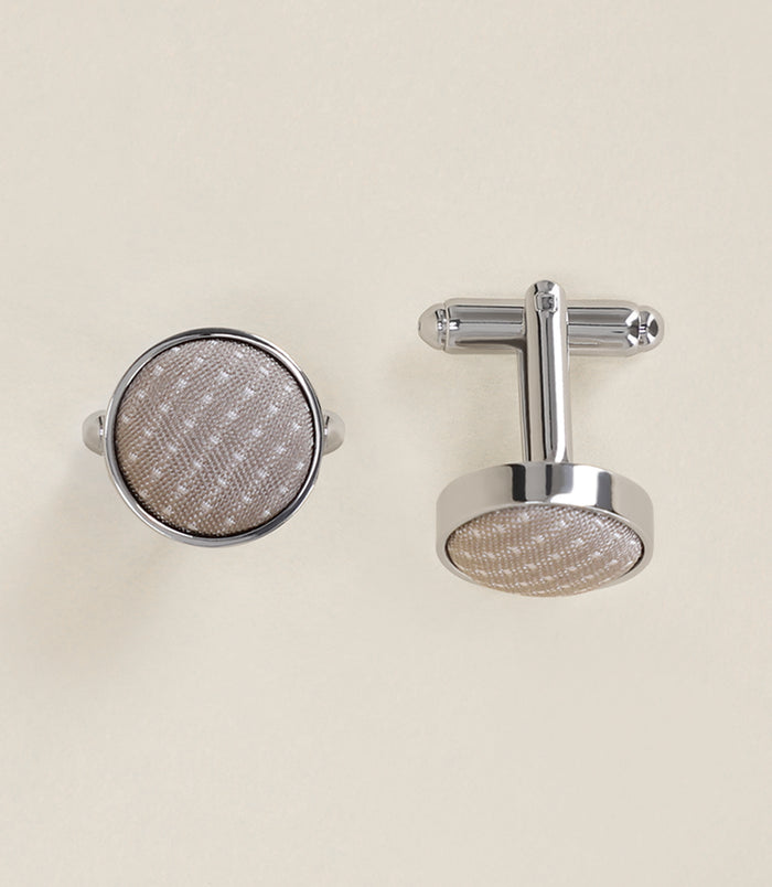 izac Boutons de manchette en soie beige