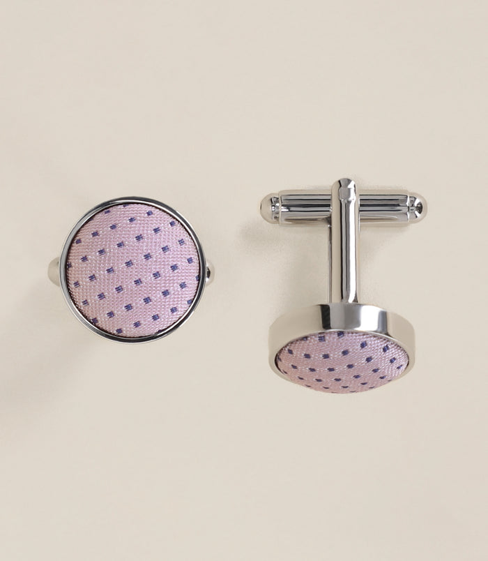 izac Boutons de manchette en soie et métal rose