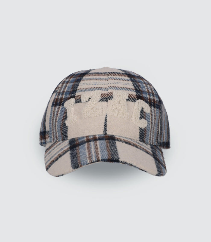izac Casquette en tissu à carreaux écrue