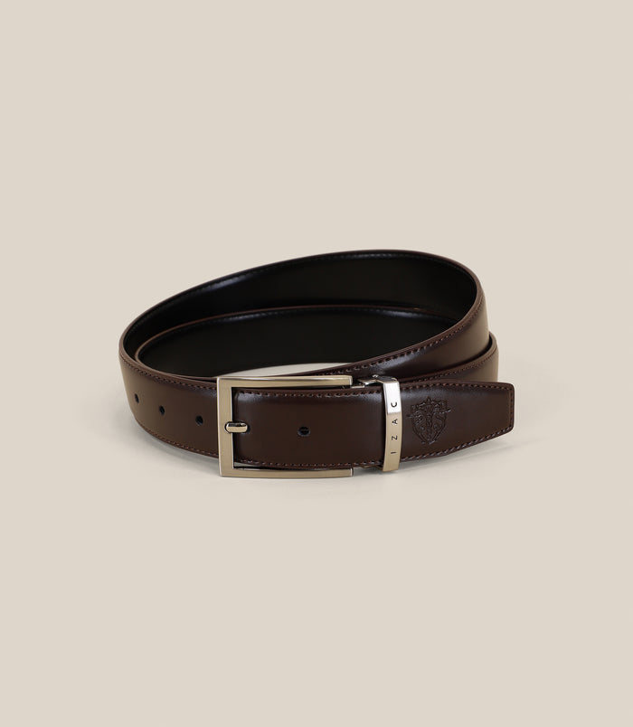 Izac Ceinture 100% Cuir Réversible Noire Et Marron