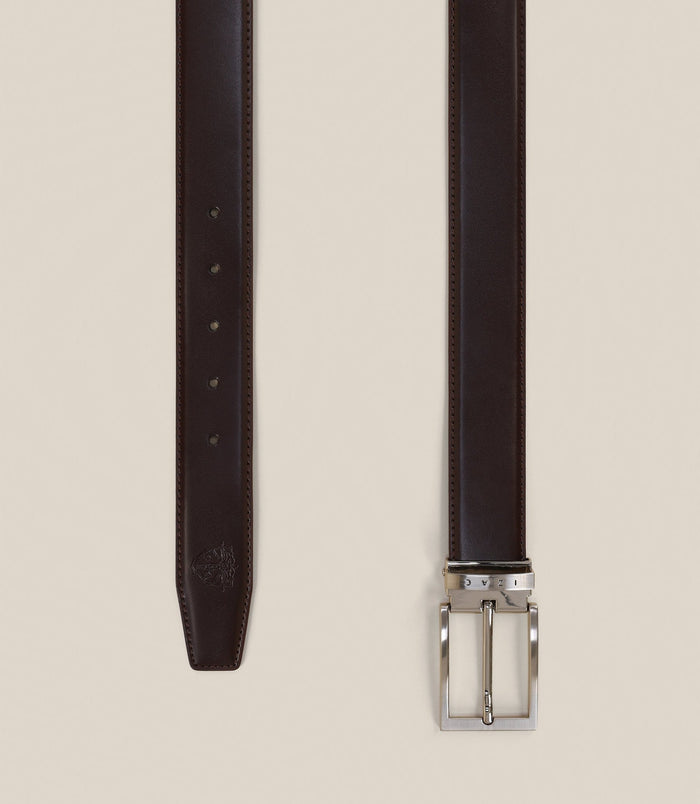 Izac Ceinture 100% Cuir Réversible Noire Et Marron