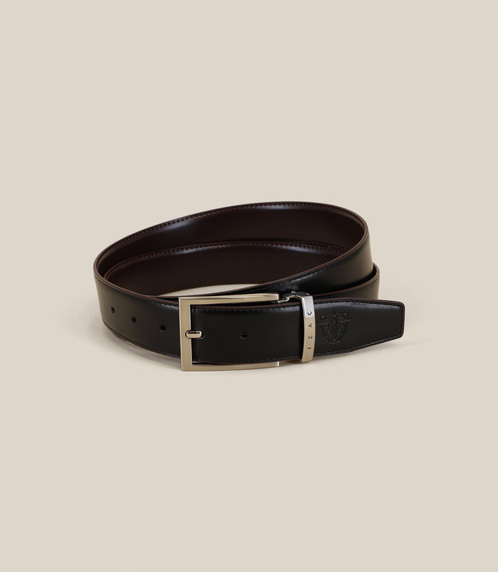 izac Ceinture 100% cuir réversible noire et marron