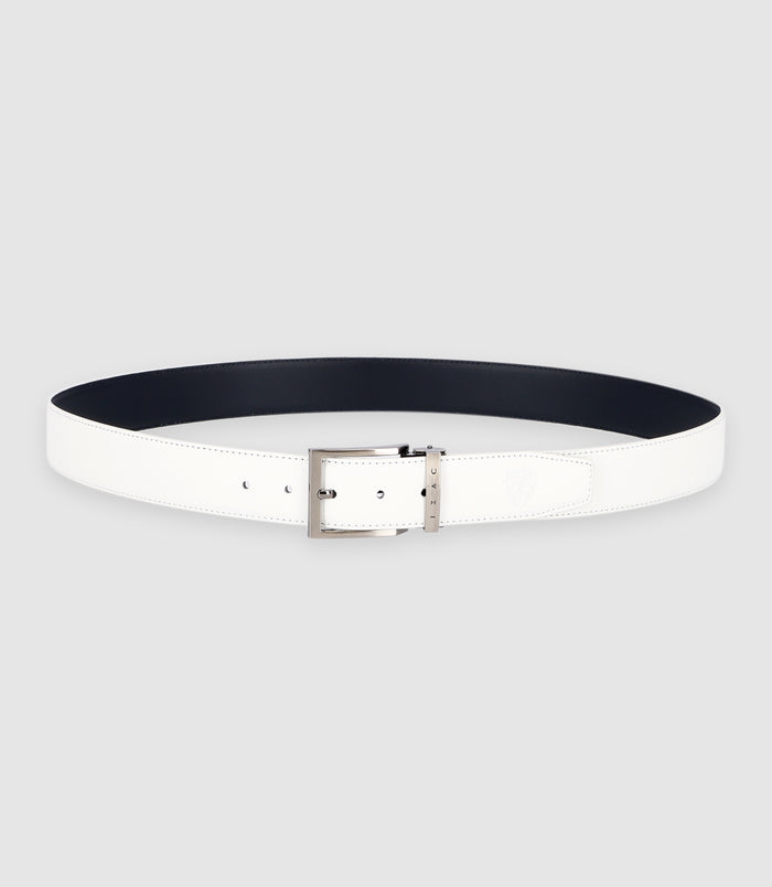 Izac Ceinture 35mm En Cuir Blanche Et Marine NAME