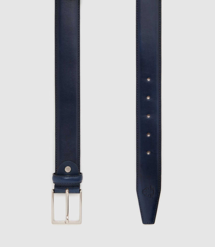 Izac Ceinture Ajustable 35mm En Cuir Marine