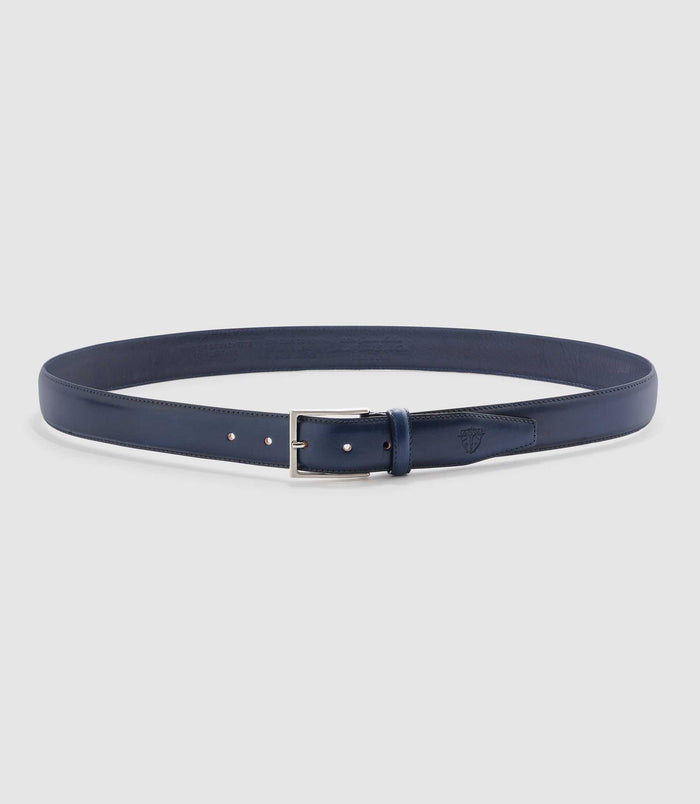 Izac Ceinture Ajustable 35mm En Cuir Marine
