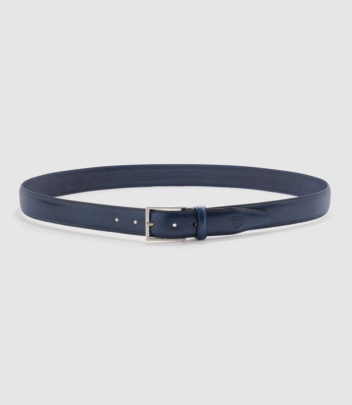 izac Ceinture ajustable 35mm en cuir marine