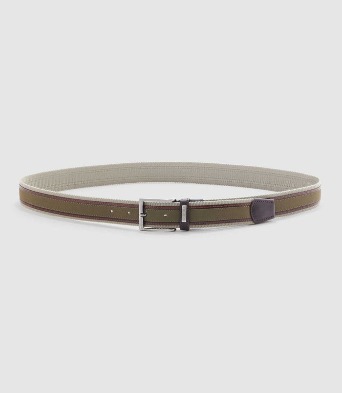 izac Ceinture ajustable 35mm kaki et marron "Natte"